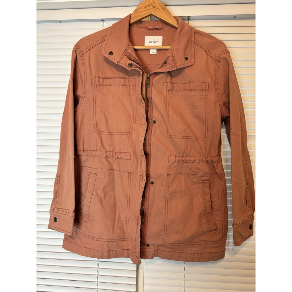 Old Navy‎ Utility Field Jacket Women's Size Small Classic Pink Cinch Waist